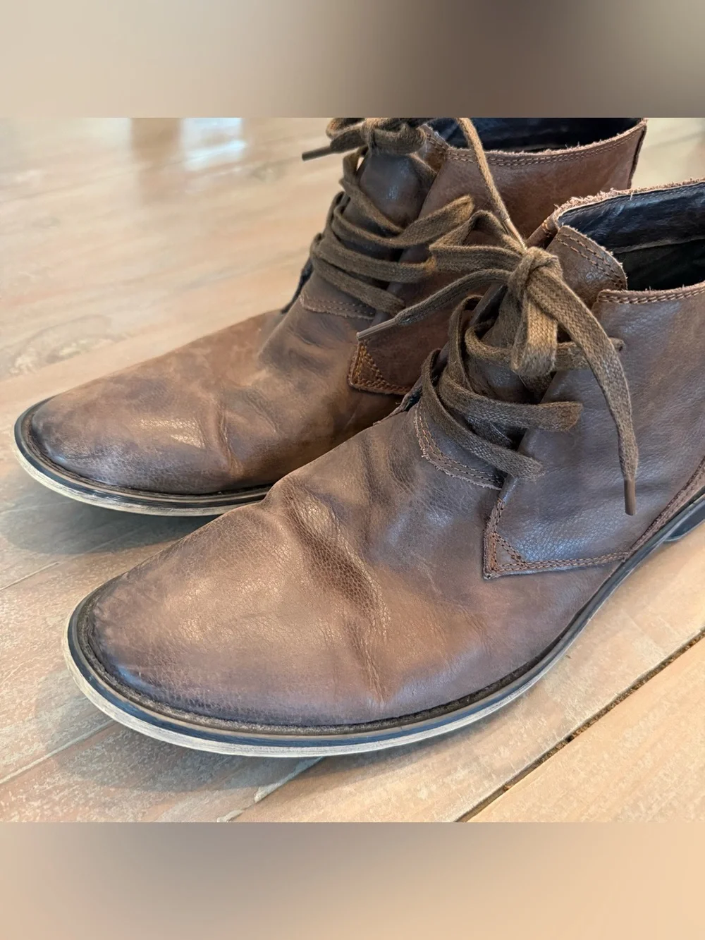 Joe's Jeans Men's Distressed Brown Leather high-top boots Sz 11 Preowned